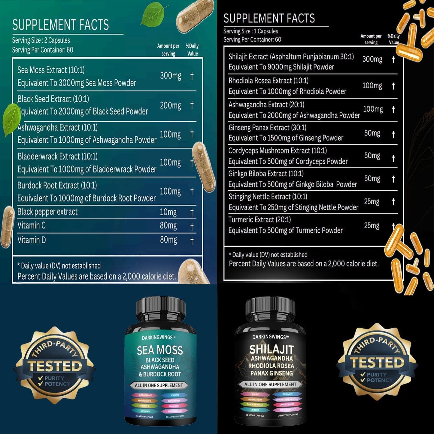 Shilajit and Sea Moss Capsule, Complete Vitality Formula