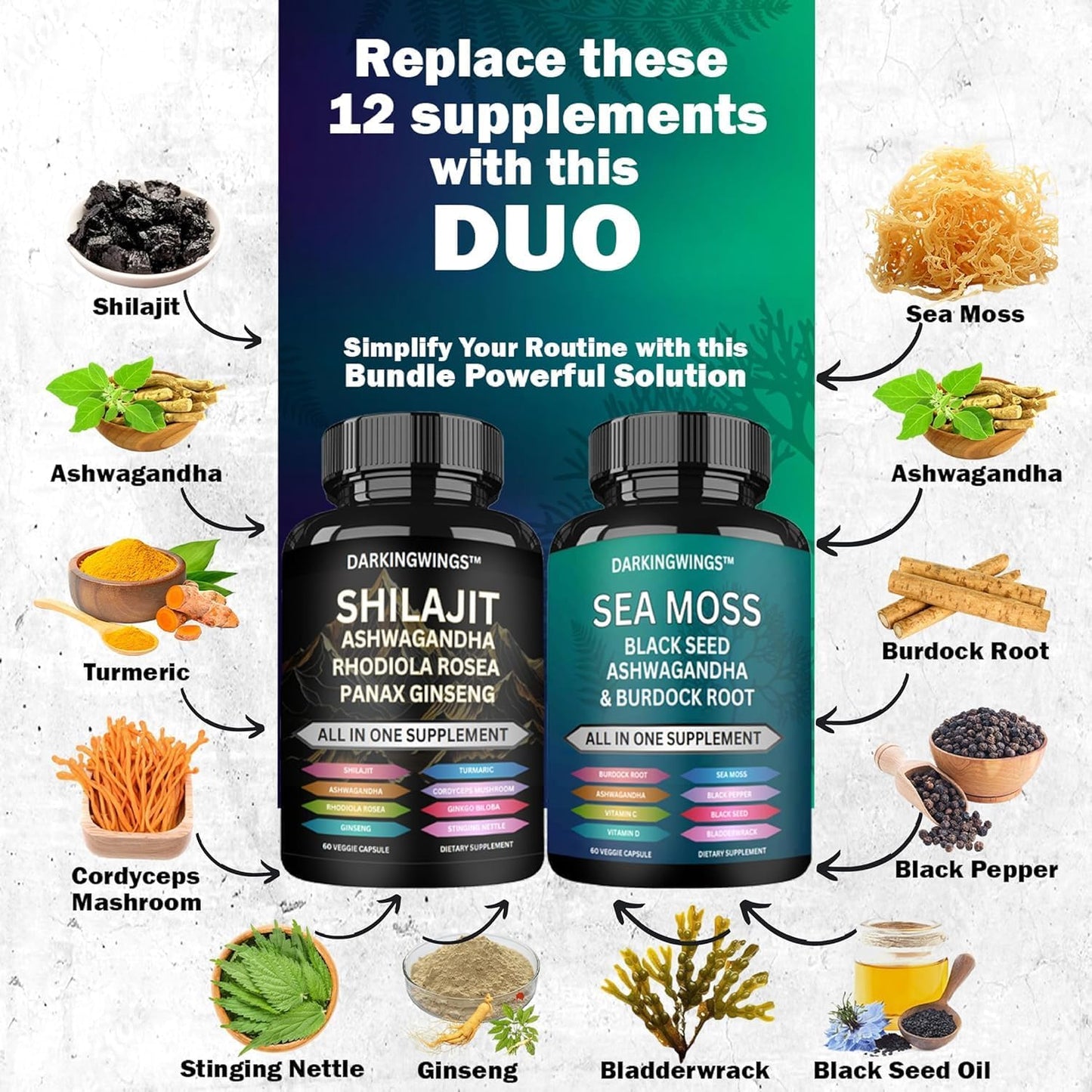 Shilajit and Sea Moss Capsule, Complete Vitality Formula
