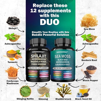 Shilajit and Sea Moss Capsule, Complete Vitality Formula