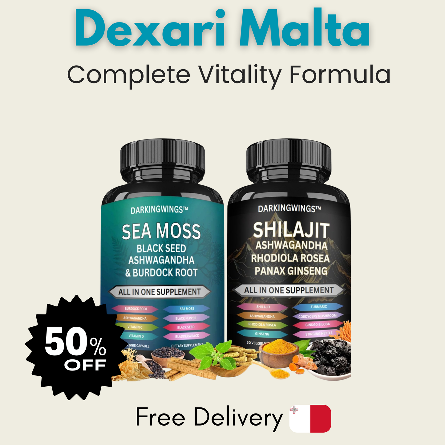 Shilajit and Sea Moss Capsule, Complete Vitality Formula